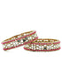 Mehendi gold Plated Set of 2 designer Bangles with mirror fitting Maroon beads 10869C