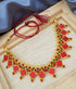 Micro Gold Plated Red Meena nagapadam necklace set suitable for Marriages Bharat Natyam and occasions 4688n