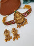 Micro Gold Polish Premium quality Laxmi Sleek Choker set with Kemp stones 4700N-Necklace Set-Griiham-Griiham