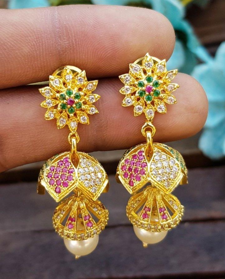 Mint Collection Top quality Real AD Stones Jhumki Earrings EOT03-225-3901N