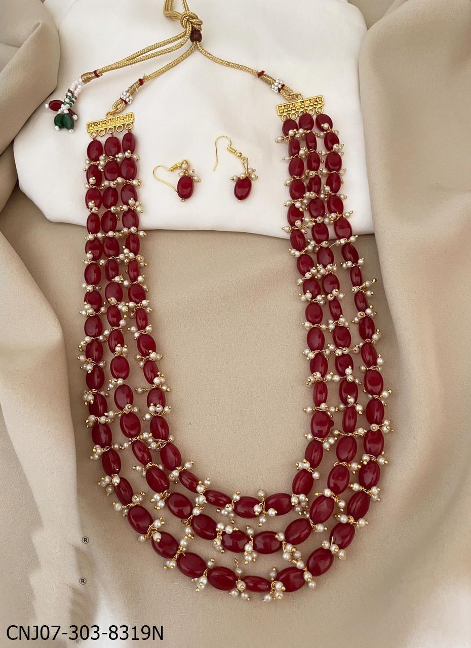 Multilayer Maroon BEads Chain/ 30 INCHES 8319N-Beads Chains-Griiham-Griiham