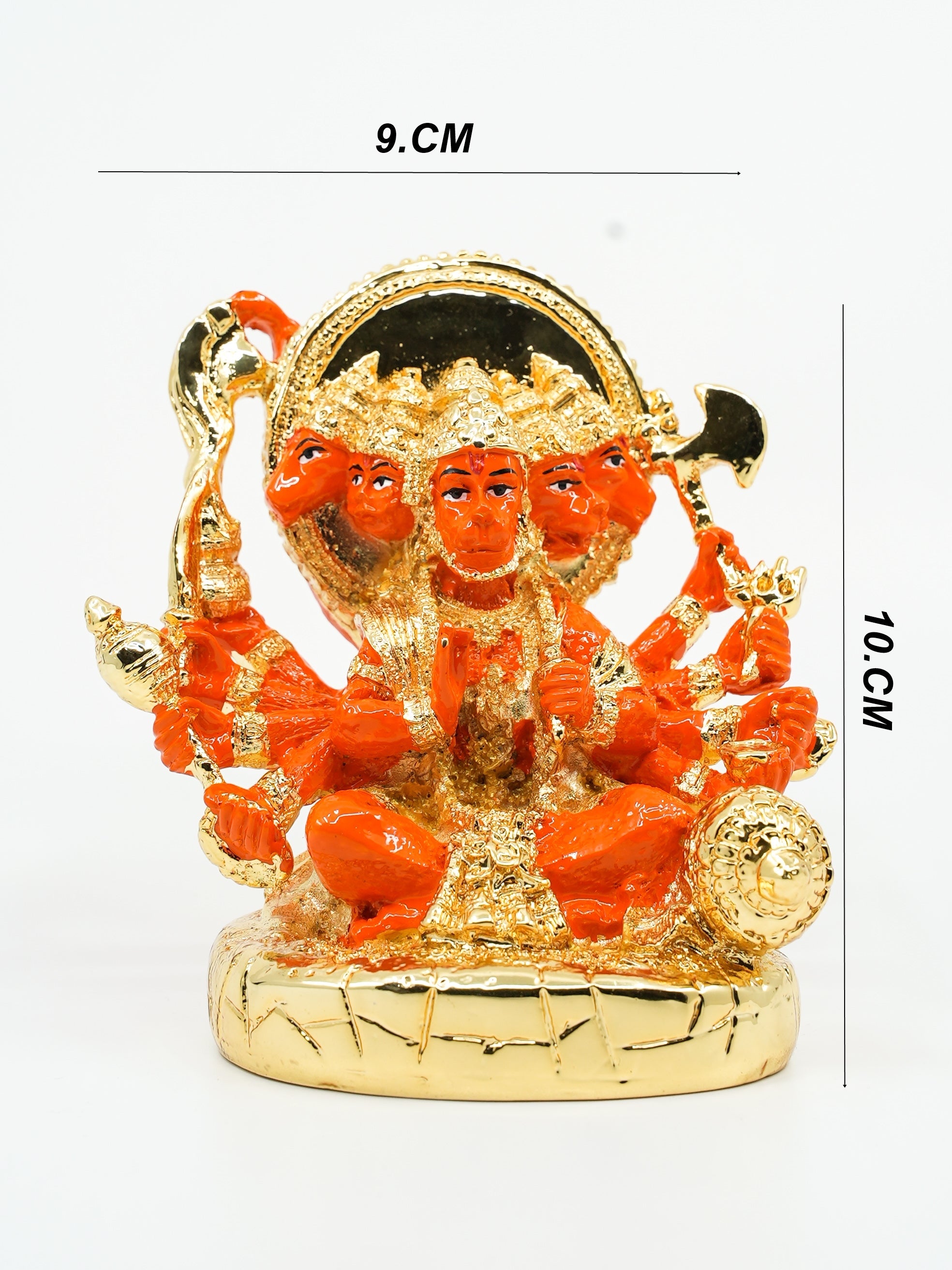 Panchamuki Hanuman Gold Plated Marble idol Height 10cm