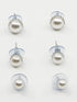 Pearl studs/Earrings set of 3 Different size 11186N