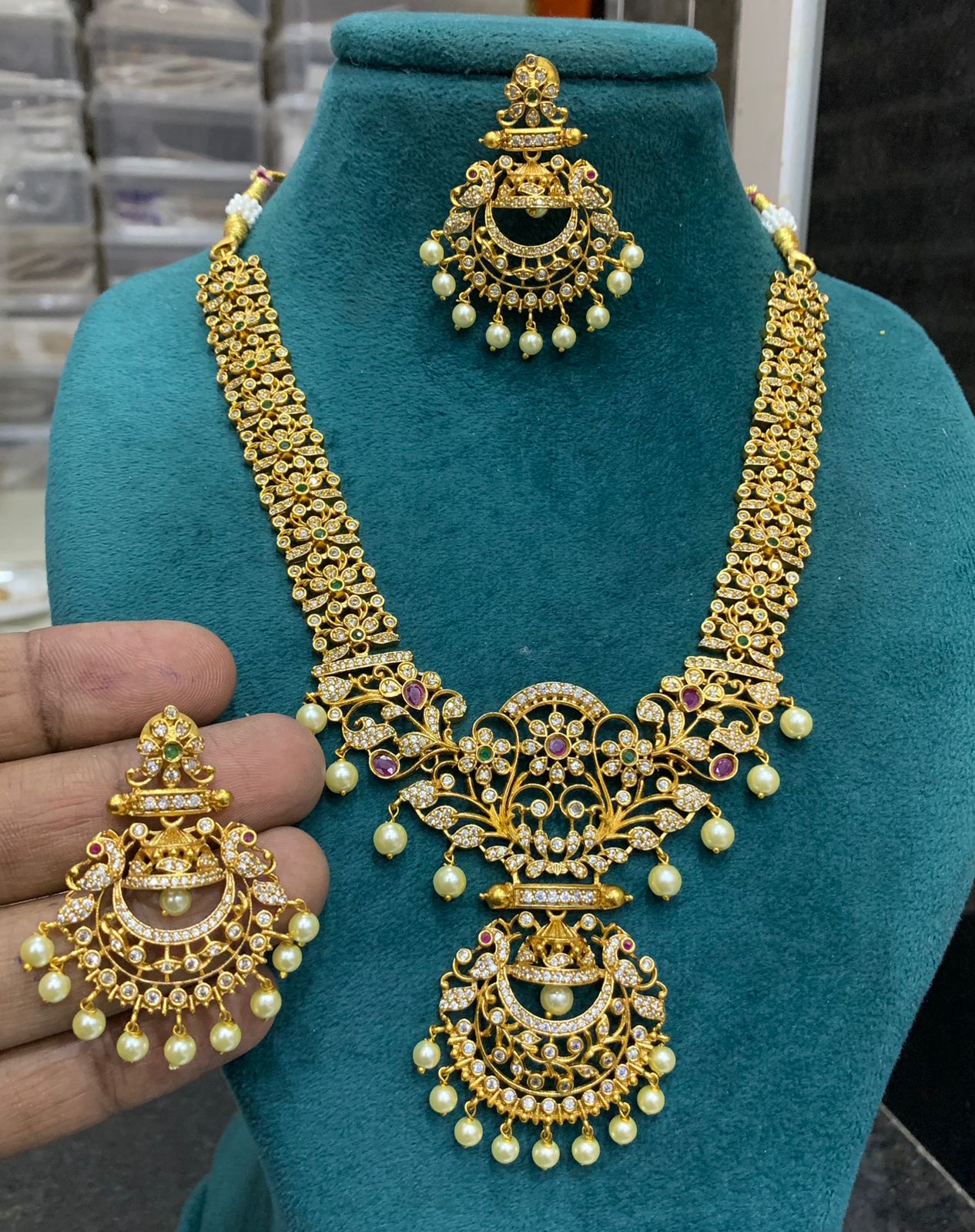 Premium Antique Gold with pearl and zercon full work 11358N