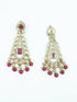 Premium Faint Gold Polish Jhumki Earrings with Mirror Stones & Maroon colour stones 11750N