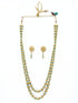 Premium Gold Finish Brass 1st quality Real Pearl / Coral / jade Chain with earrings 8722N