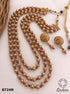 Premium Gold Finish Brass 1st quality Real Pearl / Coral / jade Chain with earrings 8724N-Beads Chains-Griiham-Griiham