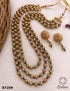 Premium Gold Finish Brass 1st quality Real Pearl / Coral / jade Chain with earrings 8725N-Beads Chains-Griiham-Griiham