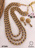 Premium Gold Finish Brass 1st quality Real Pearl / Coral / jade Chain with earrings 8726N-Beads Chains-Griiham-Griiham