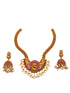 Premium Gold Finish Long Laxmi Hara Necklace set with pearls 5794N-Necklace Set-Griiham-Ruby Red-Griiham