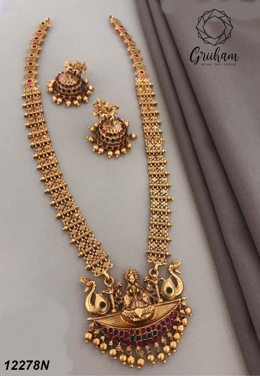 Premium Gold Finish Long necklace set 12278N