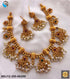 Premium Gold Finish Stone studded short Necklace set with pearl drops 5620n