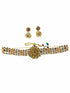 Premium Gold Finish choker Floral pattern necklace set 11127N