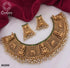 Premium Gold Laxmi Floral Design Necklace set 8025N-Necklace Set-Kanakam-Green-Griiham