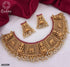 Premium Gold Laxmi Floral Design Necklace set 8025N-Necklace Set-Kanakam-Ruby Red-Griiham