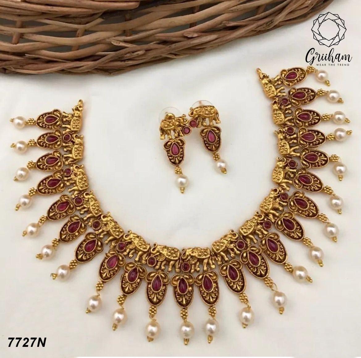 Premium Gold Light weight multicolor Necklace set 7729N