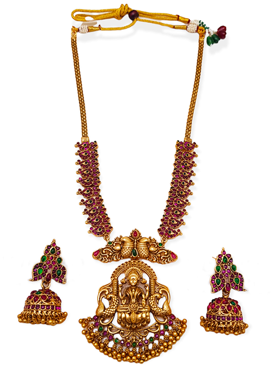 Premium Gold Medium Necklace set 7746N-Necklace Set-Kanakam-Griiham