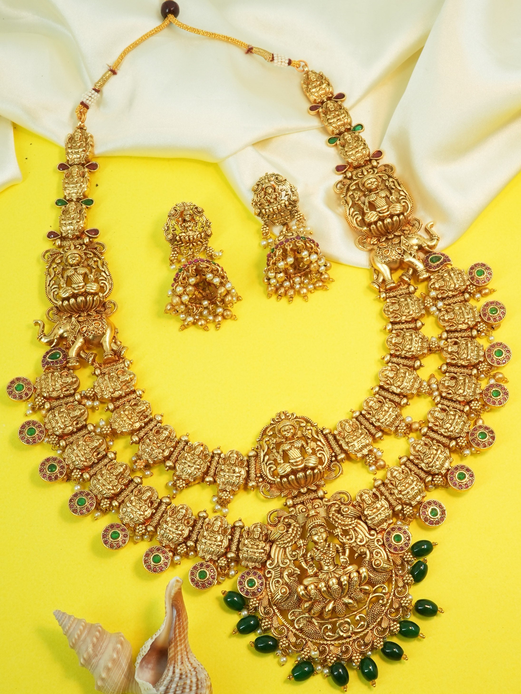 Premium Gold Plated Classic Laxmi Necklace set 11324N