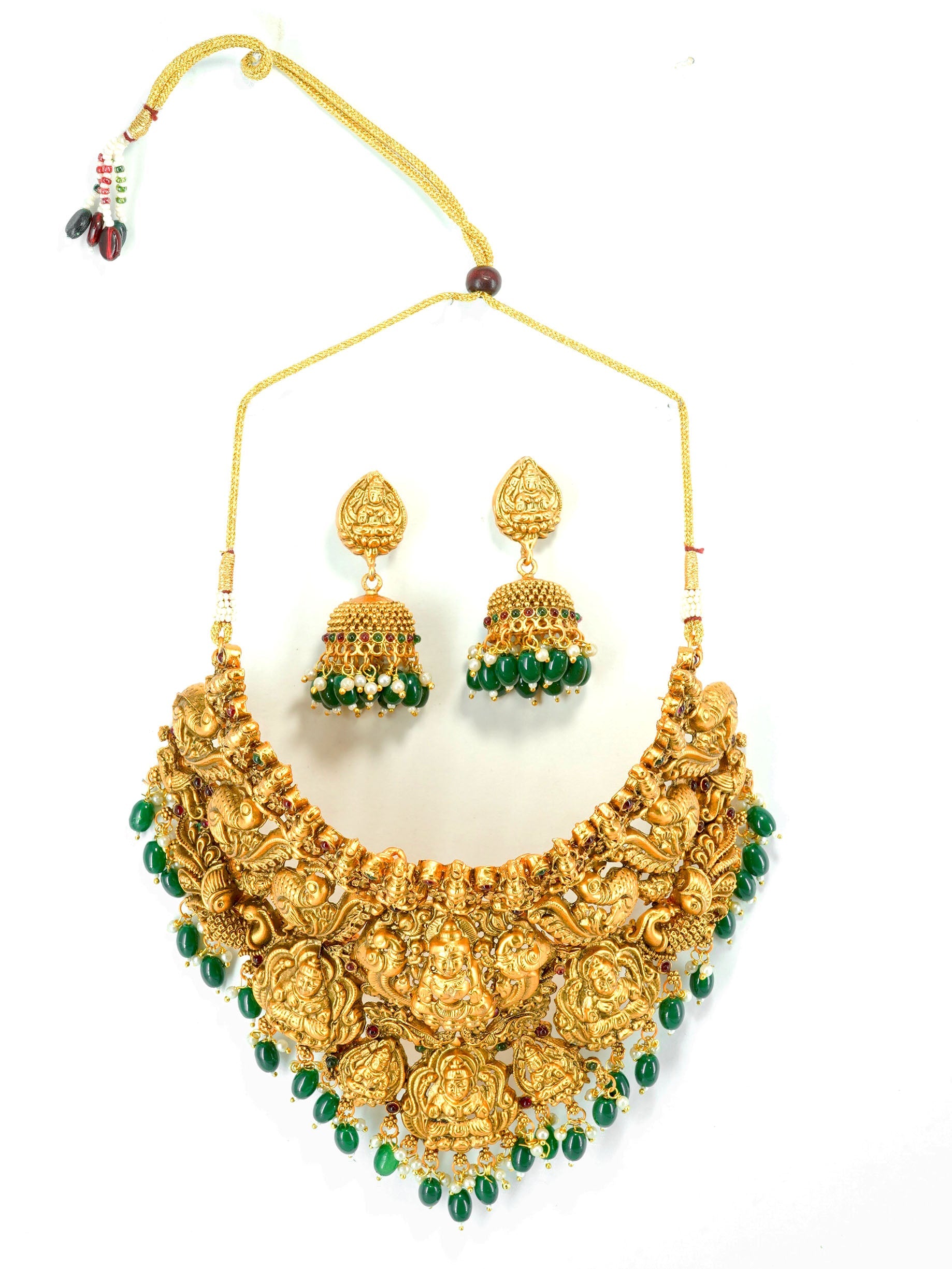 Premium Gold Plated Heavy Laxmi Choker Necklace set for Special Occasions 9639N