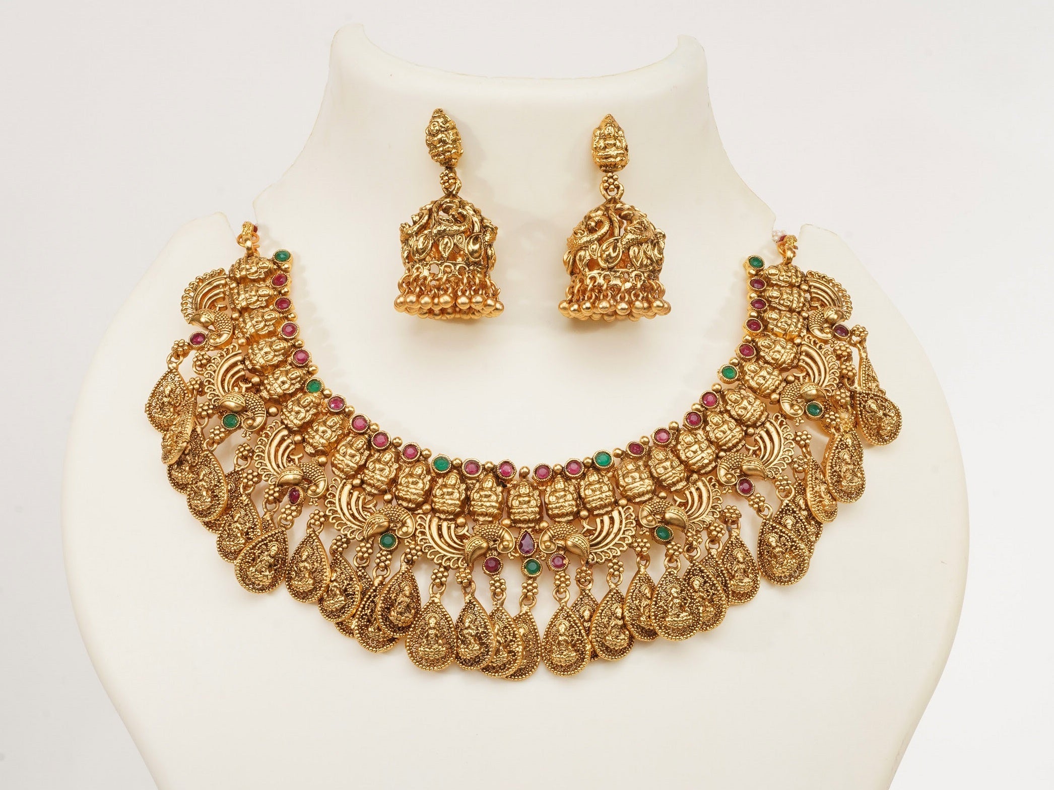 Premium Gold Plated Heavy Look Laxmi Necklace Set 9255N