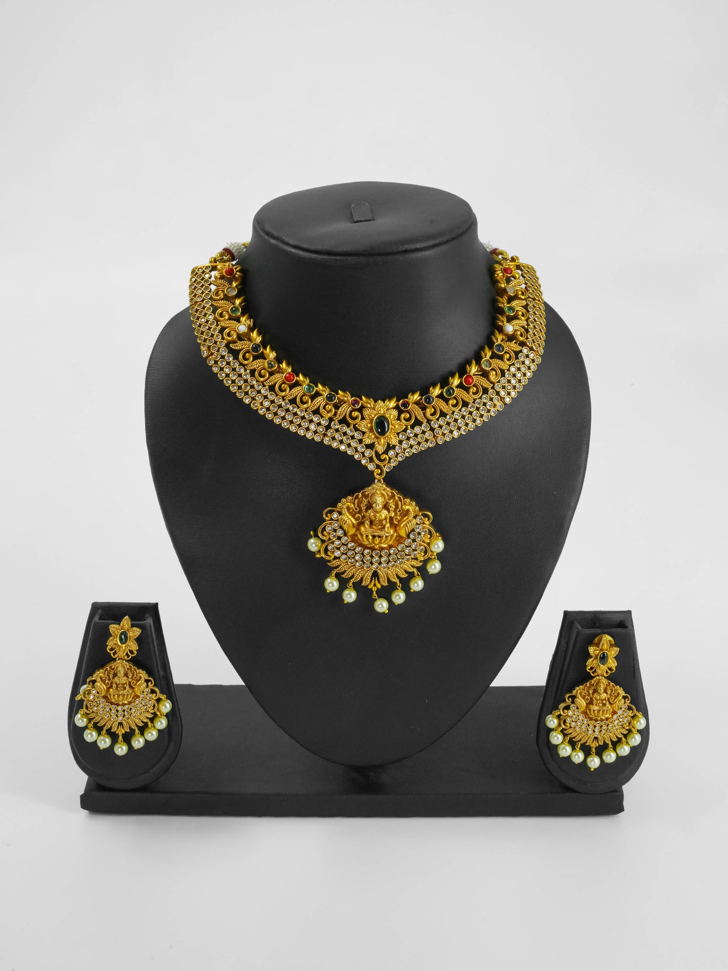 Premium Gold Plated Heavy Look Laxmi Necklace Set 9260N