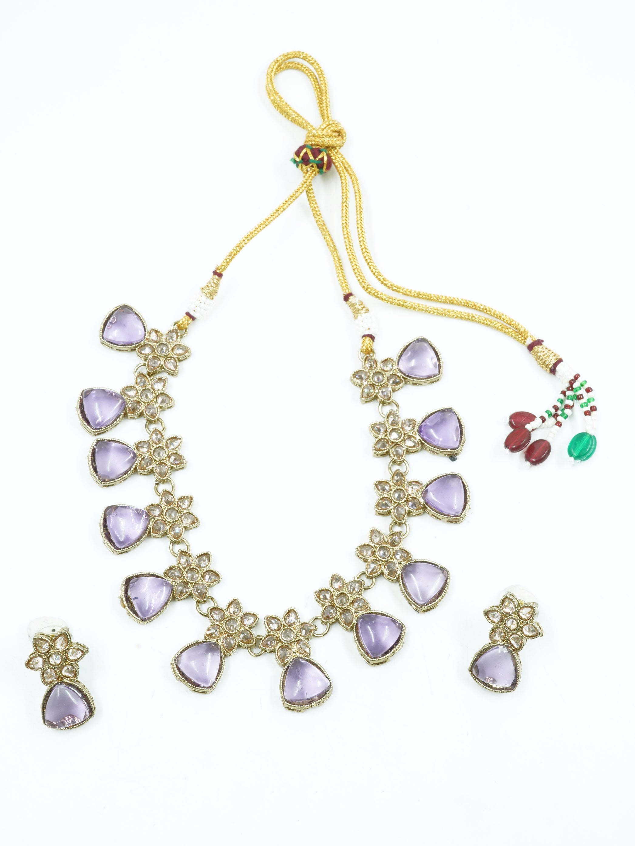 Premium Gold Plated Pastel Necklace Set with Mona Lisa Stones 11978N