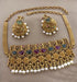 Premium Gold Plated Royal Wide Choker Set with diff Colours 8575N-Necklace Set-Griiham-Multi-Griiham
