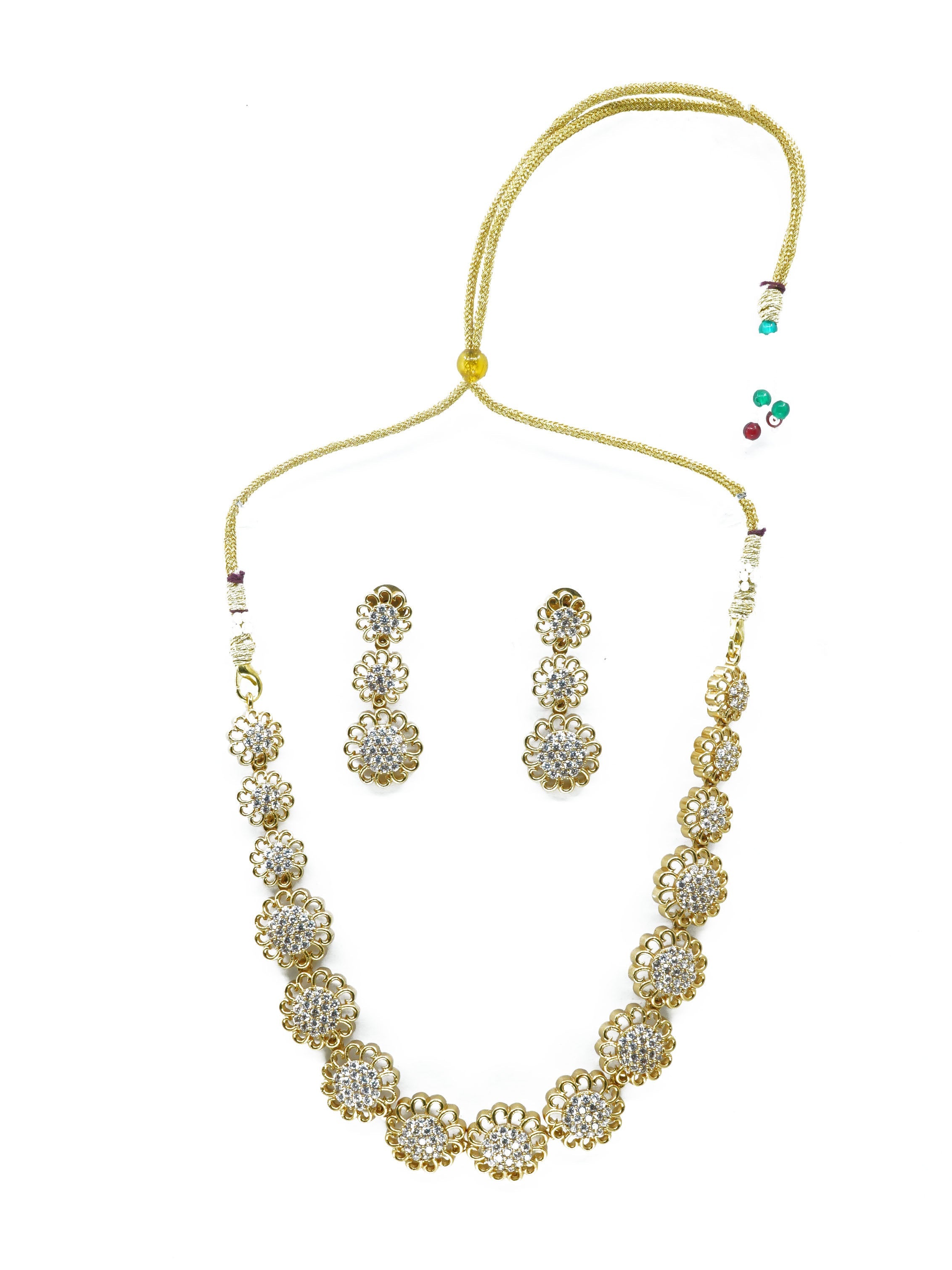 Premium Gold Plated Sayara Collection CZ Stone Necklace Set 10771N