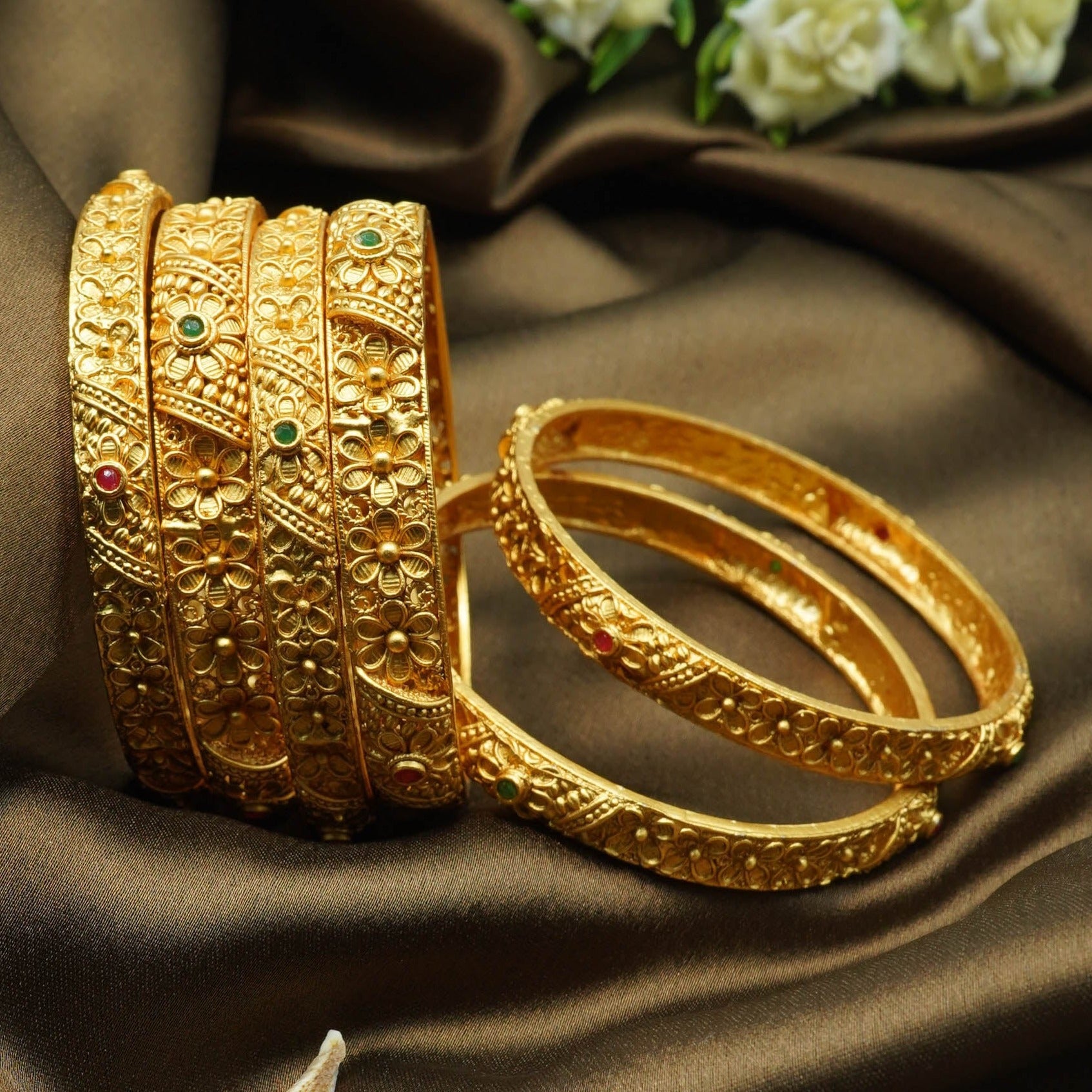 Premium Gold Plated Set of 6 designer Bangles 9196A