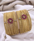 Premium Gold Plated Set of 6 designer Bangles with real kempu stones10694A