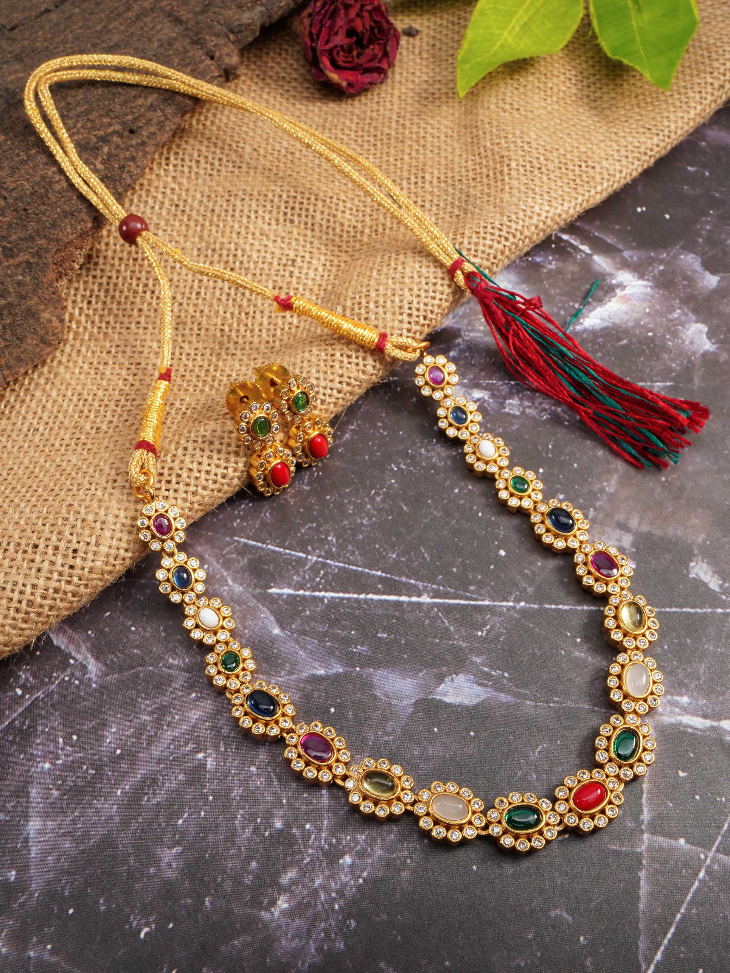 Premium Gold plated Exclusive Designer Multicolor Necklace Set 8582N