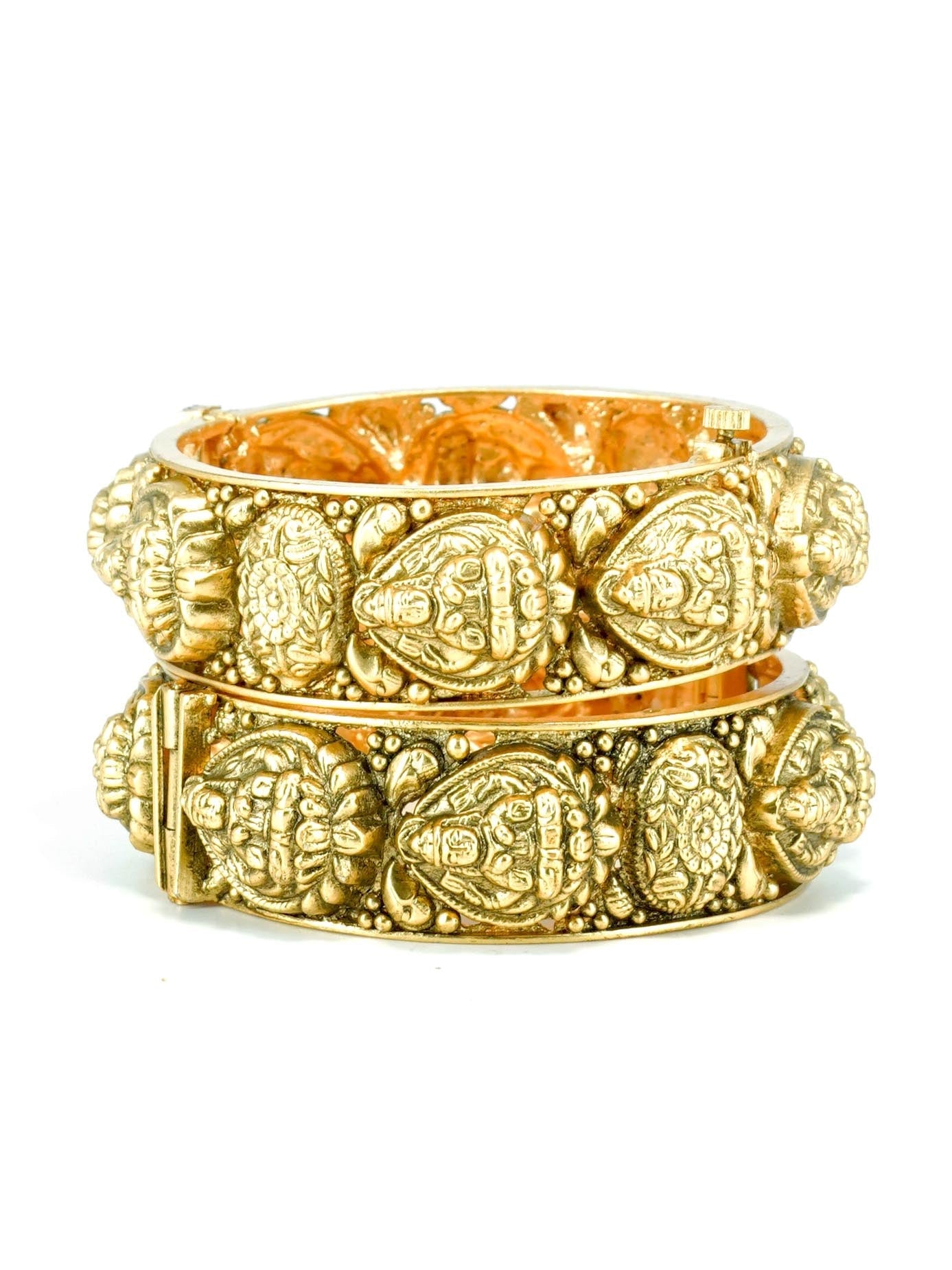 Premium Matt Gold Finish Temple Laxmi Bangle temple Collection Set of 2 10178A