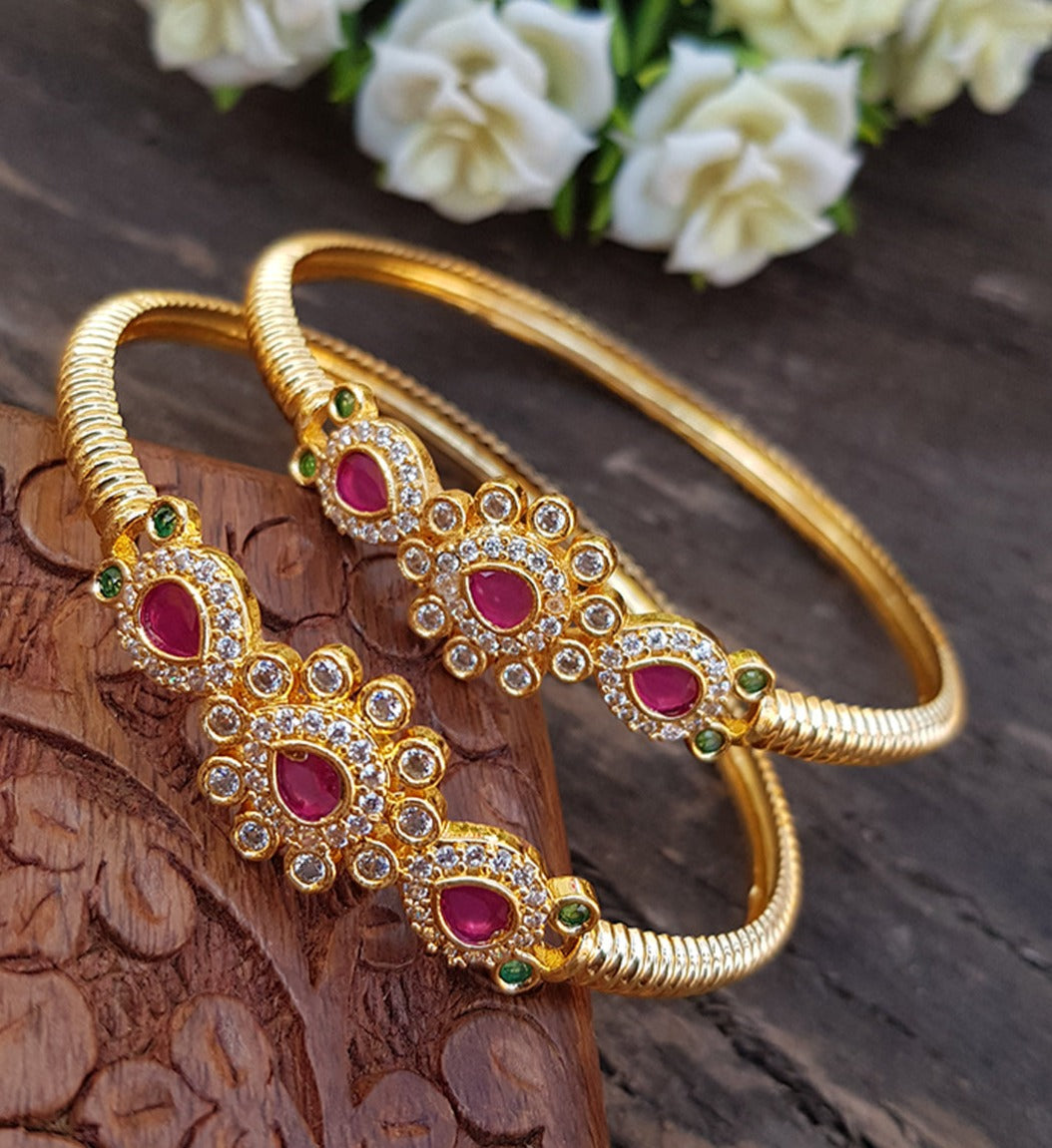 Premium Micro Gold Plated Set of 2 Temple Bangles 9226A
