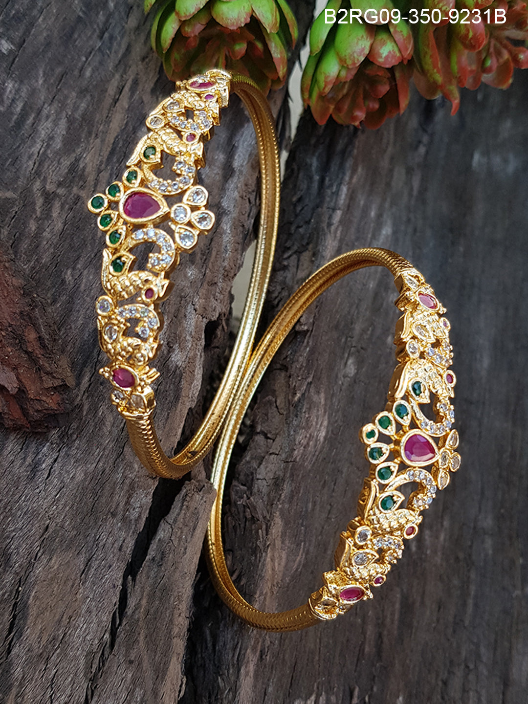 Premium Micro Gold Plated Set of 2 Temple Bangles 9230A