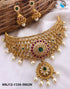 Premium Quality Antique Gold PolishChoker set with Real AD Multicolour stones 5662N