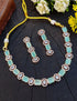 Premium Quality CZ Zercon Rose Gold finish with Pastel green and white zercon Necklace Set 7344N
