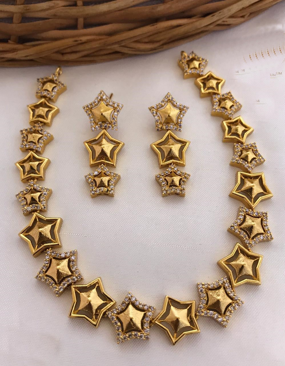 Premium Quality Zercon Gold finish Necklace Set 7510N