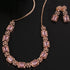 Premium Rose Gold Plated Short Monalisa stone necklace set 8819N
