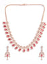 Premium Rose Gold Plated with sparkling Red White CZ stones designer Necklace Set 8919N