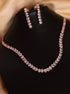Premium Rose Gold Plated with sparkling White CZ stones Solitaire Necklace Set 8916N