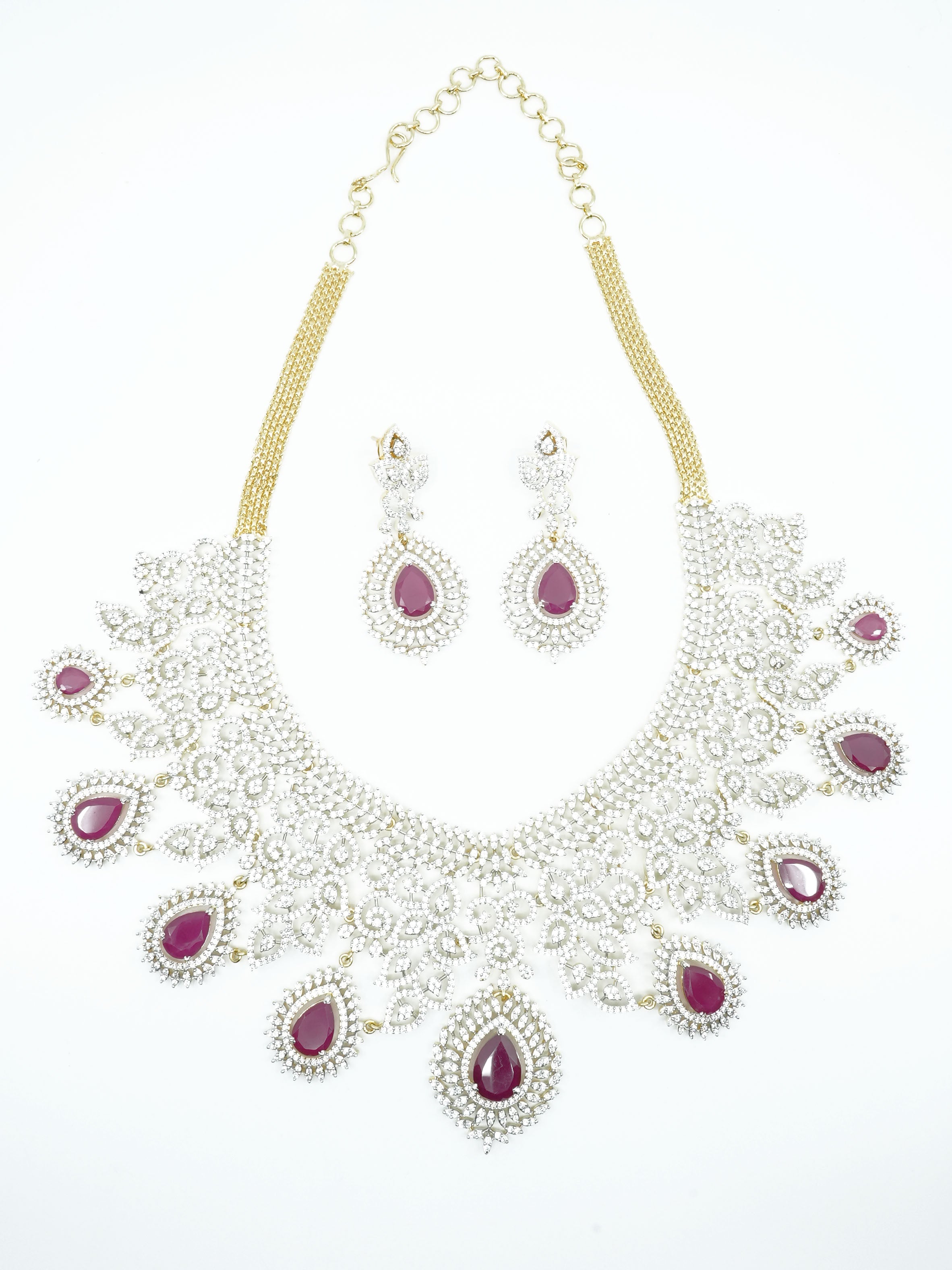 Premium Sayara Collection CZ Studded Bridal Necklace Set 11355N