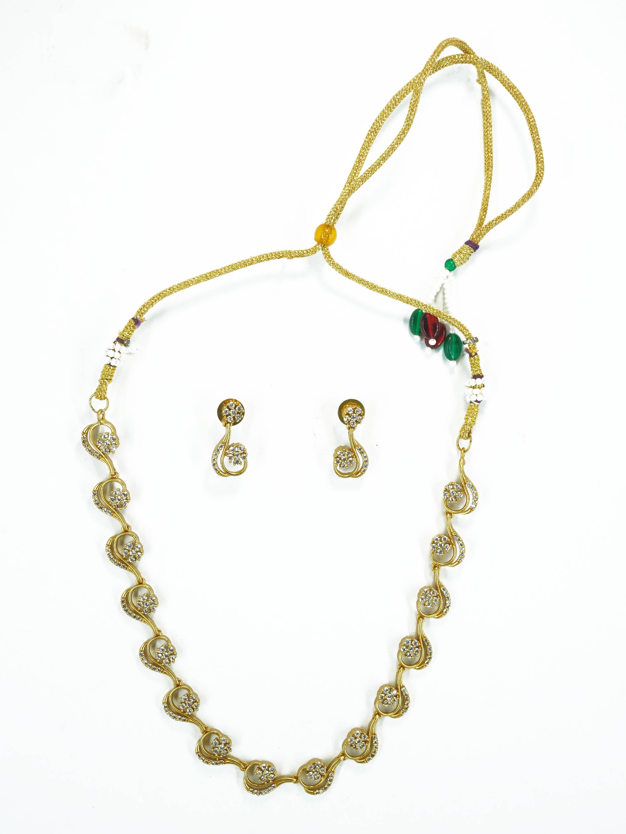 Premium Sayara Collection Diamond Like Necklace set with Multi Colour Stones 10371N