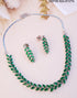 Premium Sayara Collection Necklace with Green Pear Shaped CZ Stone Set 8747N