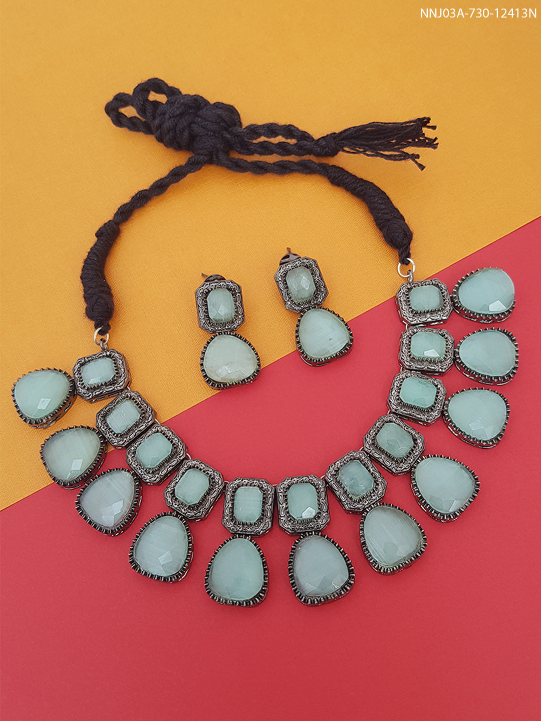 Premium Victorian Design Monalisa stones Necklace set 12413N