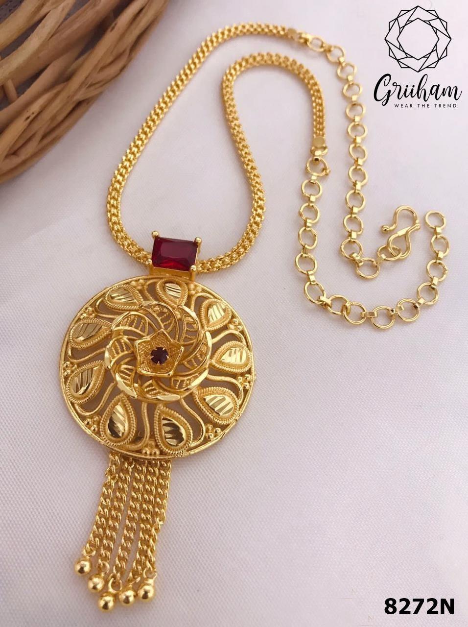 Premium gold plated Kerala jewelry 8272N-Necklace Set-Griiham-Griiham