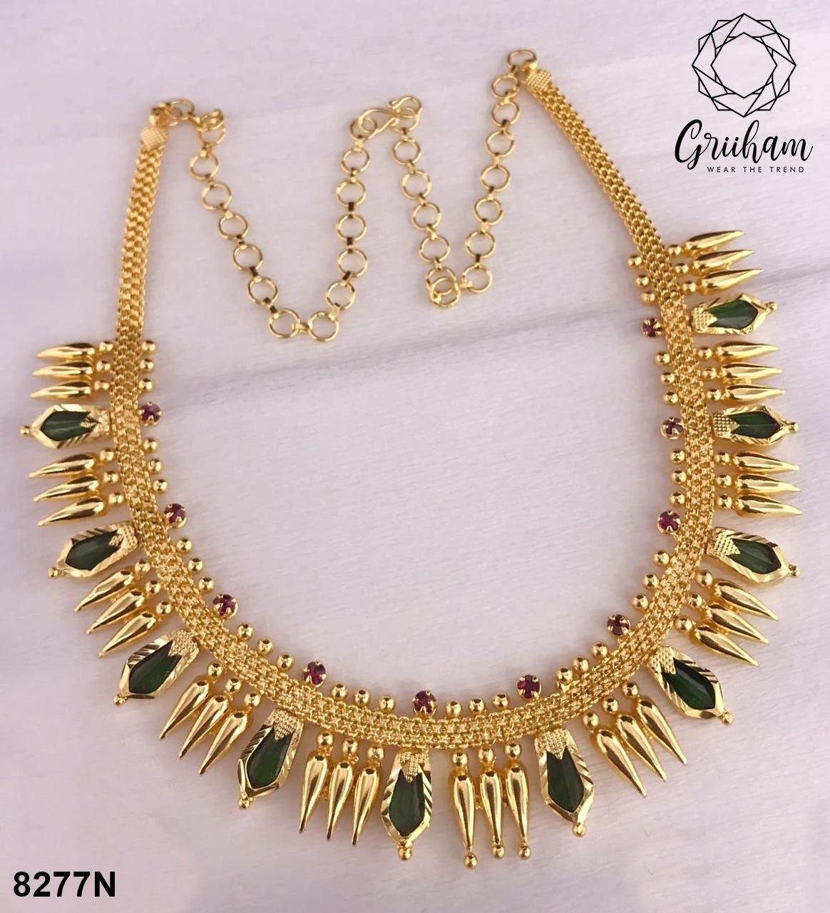 Premium gold plated Kerala jewelry 8277N-Necklace Set-Griiham-Griiham