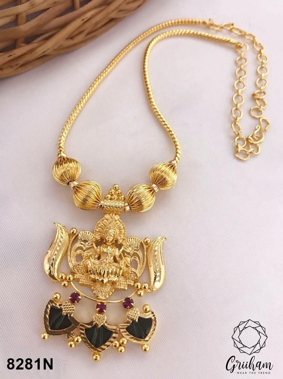 Premium gold plated Kerala jewelry 8281N-Necklace Set-Griiham-Griiham