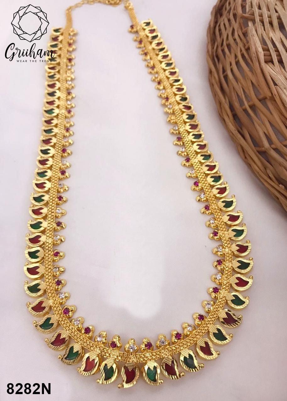 Premium gold plated Kerala jewelry 8282N-Necklace Set-Griiham-Griiham