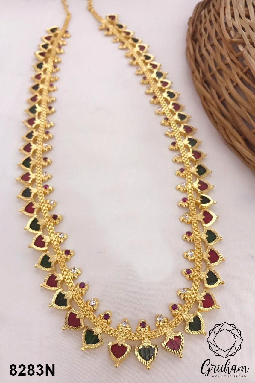 Premium gold plated Kerala jewelry 8283N-Necklace Set-Griiham-Griiham