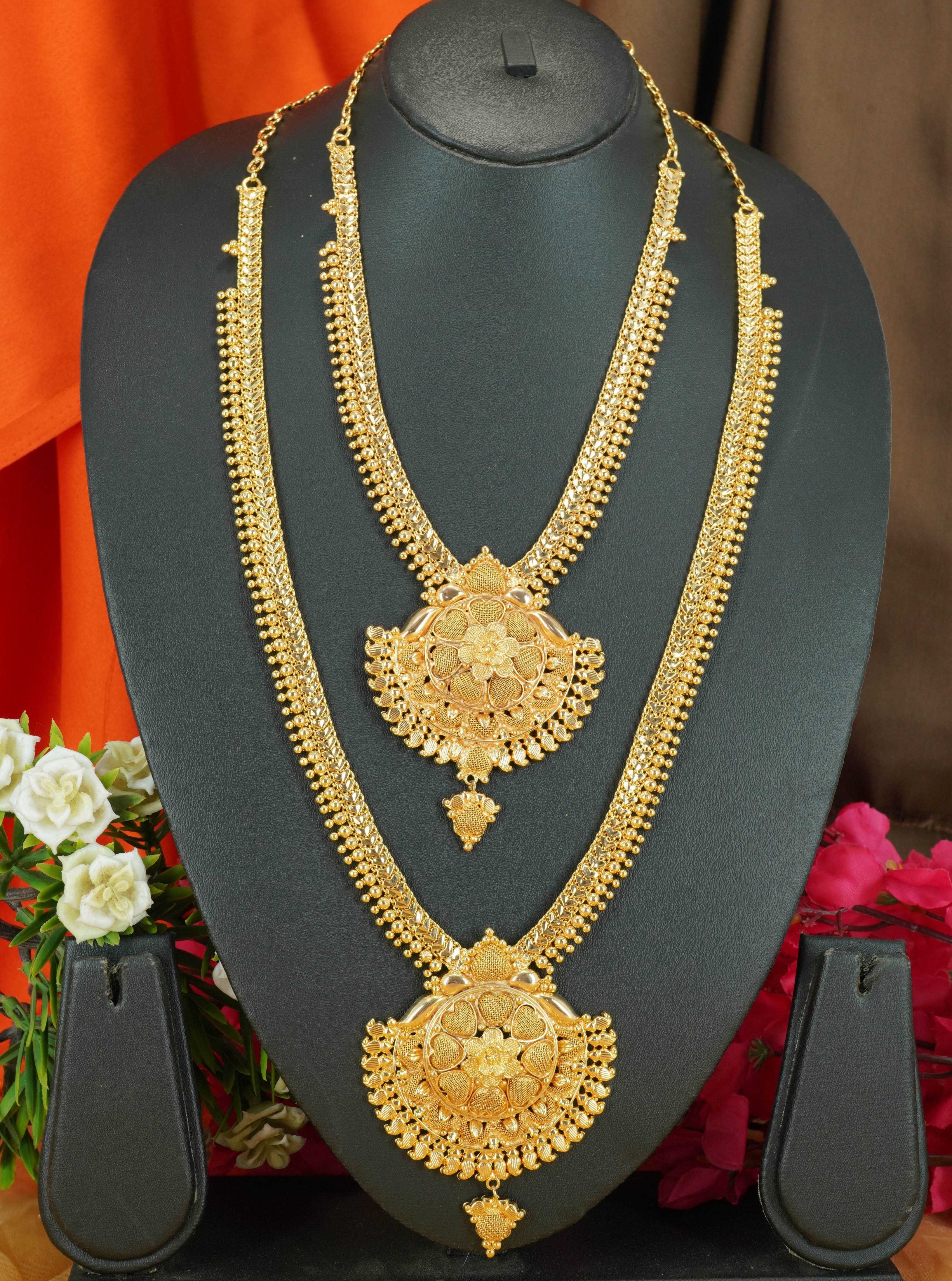 Premium gold plated Kerala jewelry combo set 11082N